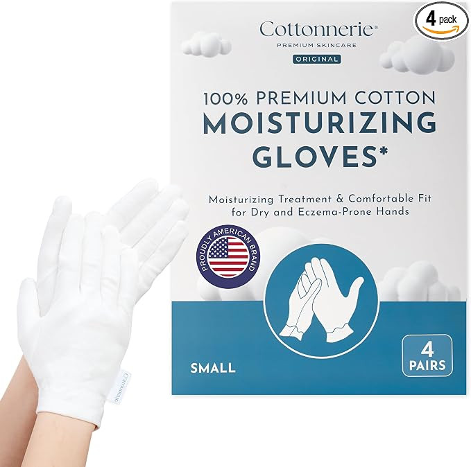 4 Pairs Cottonnerie Original Cotton Gloves for Dry Hands Sleeping, Moisturizing Gloves Overnight,... | Amazon (US)