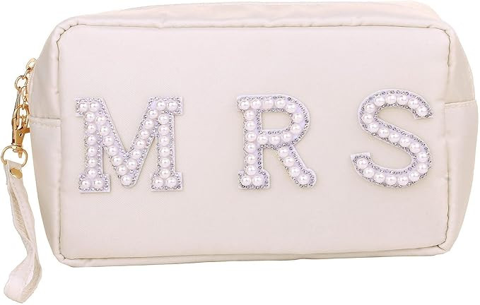 oaesc Nylon Cosmetic Bag Chenille Letter Patches Waterproof Travel Pouch Snack Makeup with Wrist ... | Amazon (US)