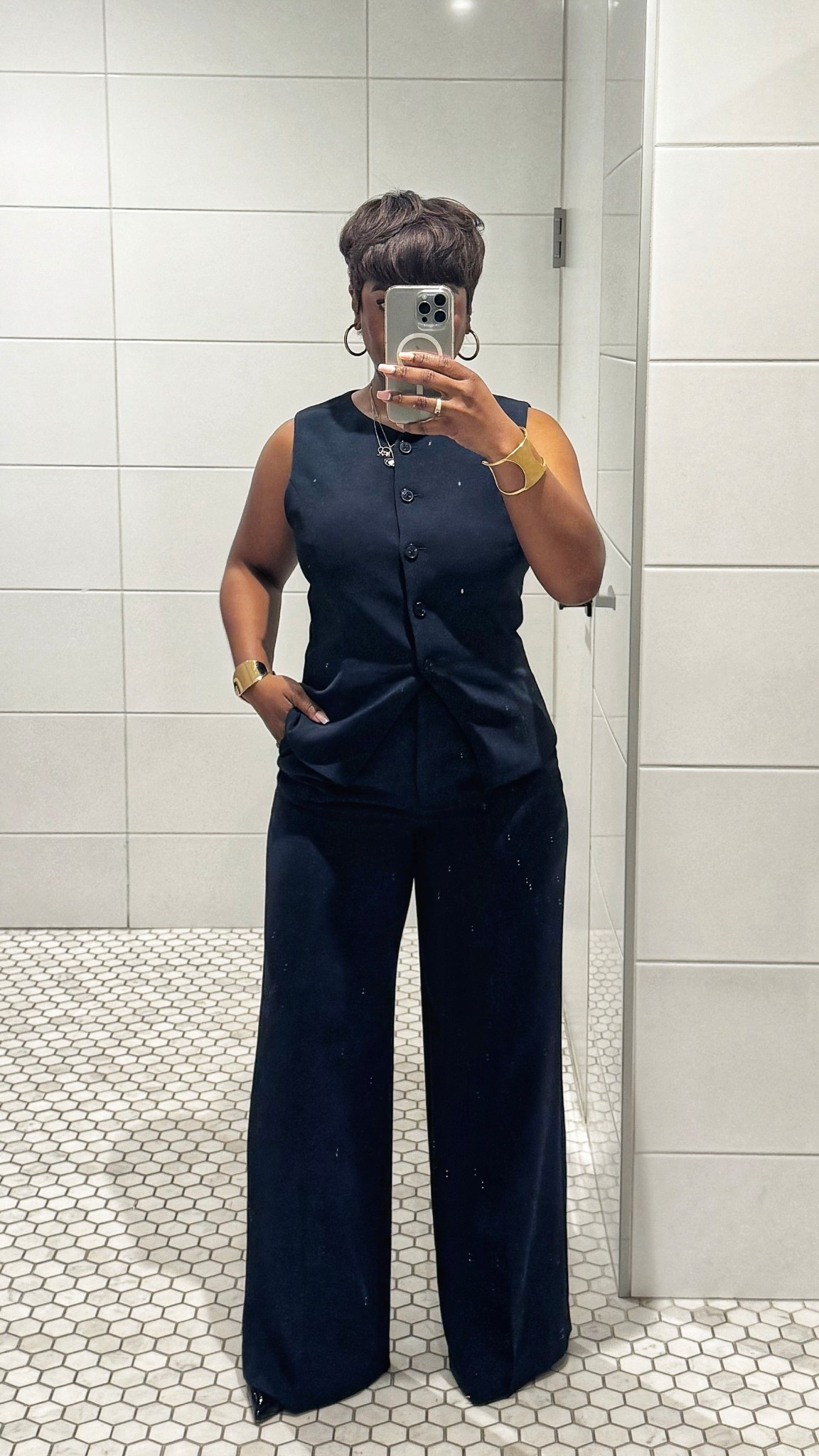 This is what I wore my first day in the office at the new job. I felt overdressed, but I love a monochromatic moment, and the fit and feel of the Effortless Wider pants. I had to go up a few sizes in the vest so the buttons wouldn’t pull across my chest. Apparently Louboutin no longer makes the Pigalle Follies, but I’ve linked similar styles 

#LTKWorkwear