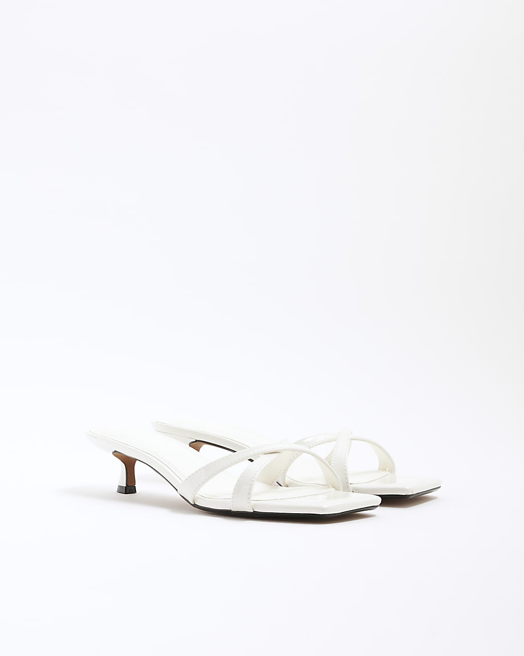 White Cross Strap Kitten Heeled Mule Sandals | River Island UK & IE