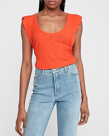 Slub Flutter Sleeve T-shirt | Express