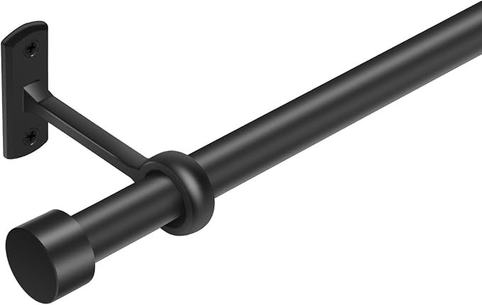 Matte Black Curtain Rods for Windows 32 to 240(2.5-20 Feet), Extra long 1 Inch Black Curtain Rod,... | Amazon (US)