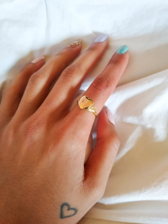 Heart of Gold  24k Shiny Gold Heart Ring Stamping Ring | Etsy | Etsy (CAD)