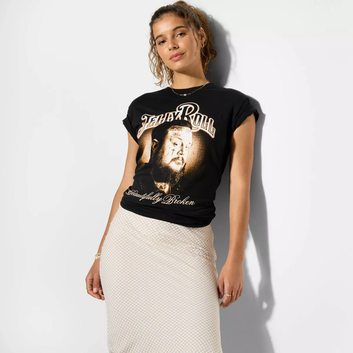 Women's Jelly Roll Broken Short Sleeve Graphic T-Shirt - Black | Target