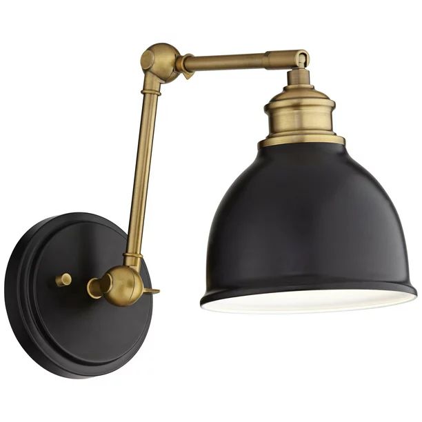 Barnes and Ivy Modern Swing Arm Wall Lamp Black Antique Brass Adjustable Plug-In Light Fixture Be... | Walmart (US)