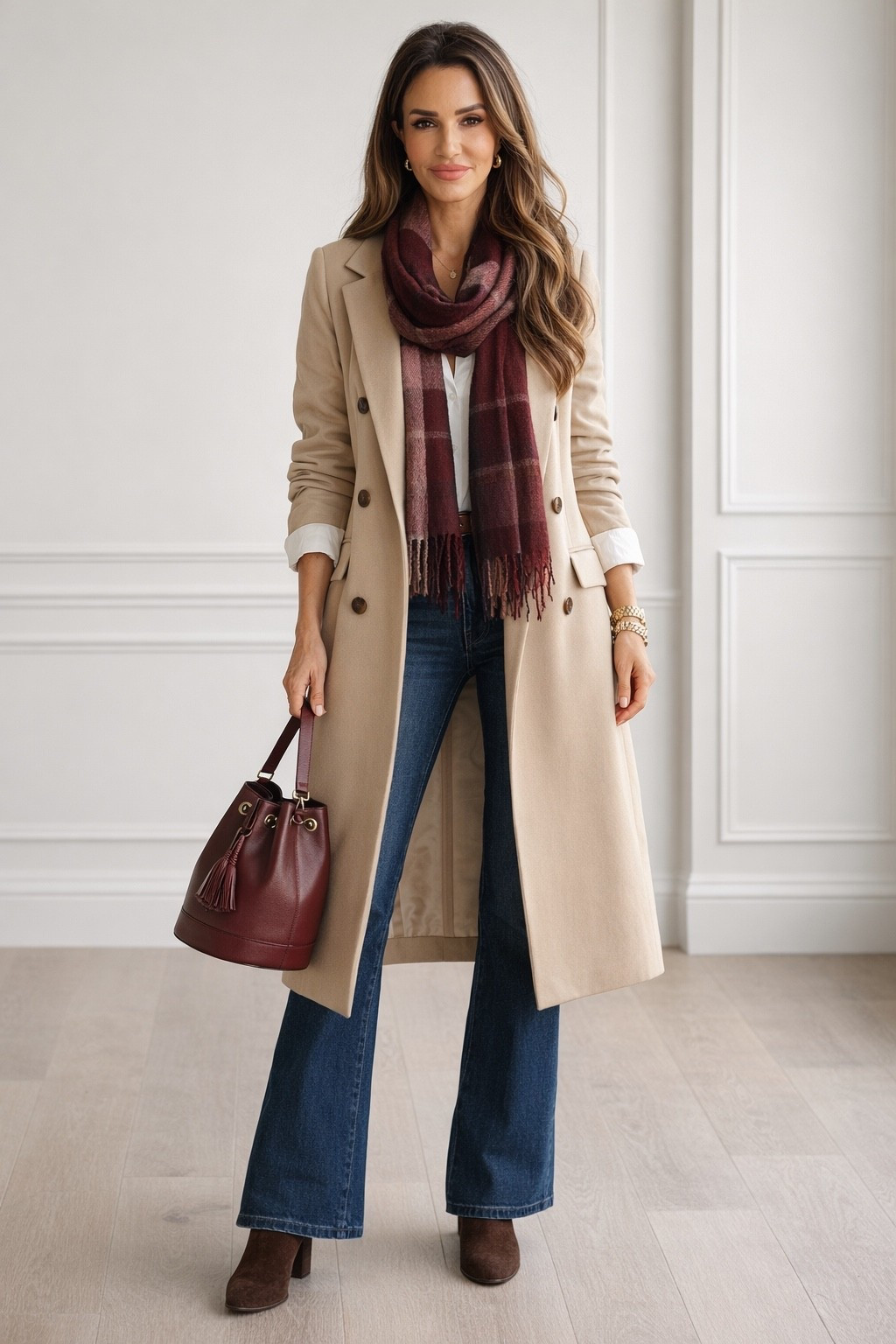 When Your Outfit Coordinates Better Than Your Life 🤎🍷

Okay but can we talk about how satisfying it is when your accessories PERFECTLY match your vibe? 

This camel coat + burgundy everything moment is giving me all the cozy fall feelings!

I swear there’s something magical about finding the perfect color combo and just running with it. Burgundy scarf? Check. Burgundy bag? Obviously. Add some gold jewelry and suddenly I feel like I have my life together even though I definitely don’t. 

The Formula:
🤎 Long camel coat (because drama)
🍷 Burgundy accessories (for that rich autumn energy)
👖 Wide-leg jeans (comfort is KEY)
👢 Knee-high boots (the secret weapon)
✨ Gold jewelry (because we’re fancy like that)

Real talk: This is the kind of outfit that makes you FEEL like the main character walking down the street. You know that feeling when your outfit is so good you walk a little slower past reflective windows? 

Yeah, THAT energy.

The best part? Every single piece works on its own too. That’s the beauty of investing in classic staples in complementary colors - endless combinations without the outfit repeating stress!

Also, can we appreciate how a good scarf just ELEVATES everything? It’s like the finishing touch that says “yes, I’m put together, and yes, it was effortless” (even though I definitely tried on 3 different scarves first 🤫).

Who else is team camel + burgundy for fall/winter? This color combo has my HEART! 🍂

Shop this entire look through the link in my bio! And tell me - what’s YOUR go-to color combination? 💫

#LTK #LTKstyletip #LTKfindsunder200 #LTKSeasonal #LTKitbag #CamelCoat #FallFashion #ColorCoordinated #WinterStyle #OutfitGoals #FashionInspo #CozyStyle #BootSeason #OOTD #MainCharacterEnergy