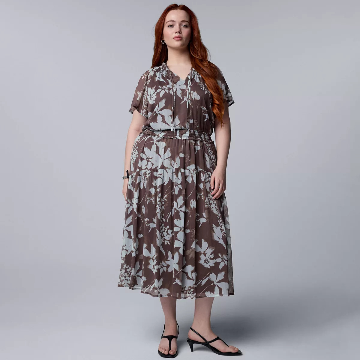 Plus Size Simply Vera Vera Wang Flowy Maxi Dress, Women's, Size: 0X, Blue Bloom Floral | Kohl's