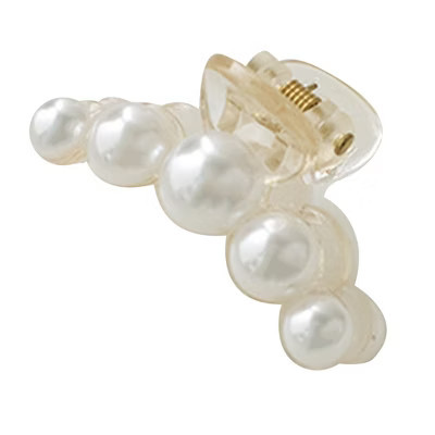 Alilang Pearl Detail Hair Claw Clip with Smooth Curved Shape and Secure Spring Hold -Beige | Target