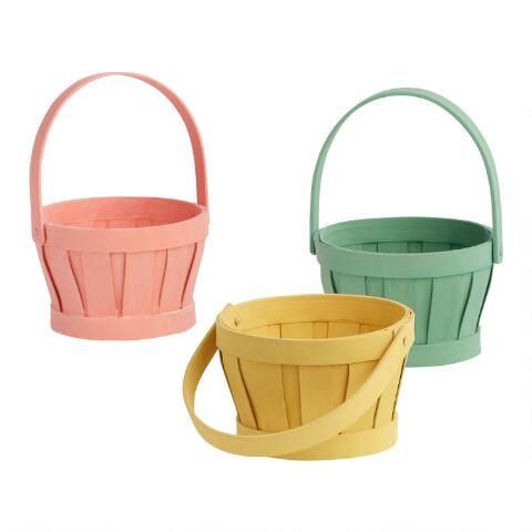 Small Pastel Chipwood Apple Baskets Set of 3 | World Market