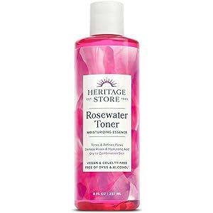 Heritage Store Rosewater Facial Toner w/Hyaluronic Acid | Tones, Refines Pores, Smooths Skin | Alcoh | Amazon (US)