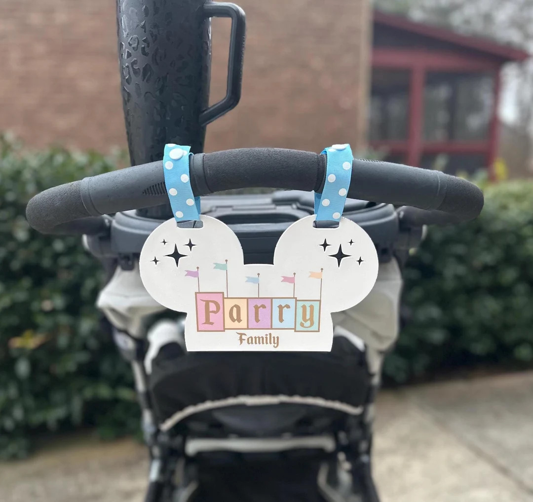 Personalized Family Name Stroller Tag, Amusement Theme Park Sign for Strollers, Inspired Princess... | Etsy (US)
