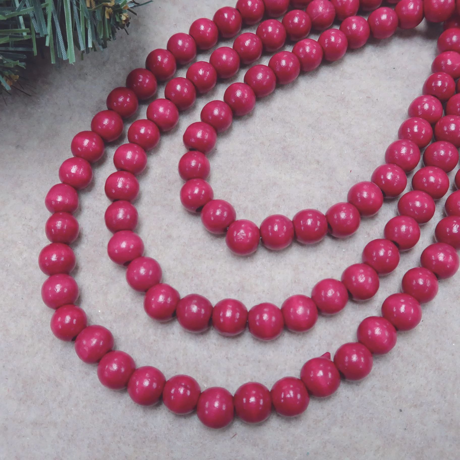 Holiday Time Set Of 2 12feet Red Wood Beads Garland | Walmart (US)