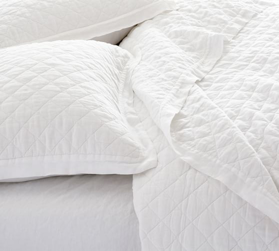 Belgian Flax Linen Diamond Quilt | Pottery Barn (US)