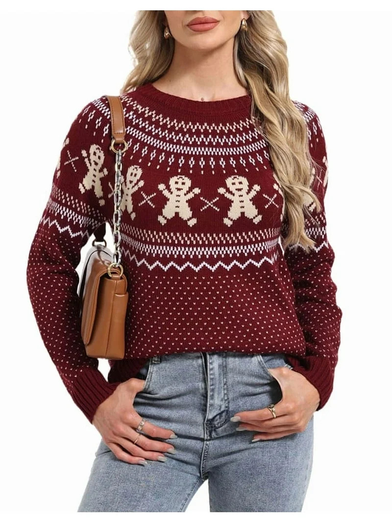 Christmas Sweaters for Women Chritmas Gingerbread Man and Fair Isle Style Ugly Christmas Sweater ... | Walmart (US)