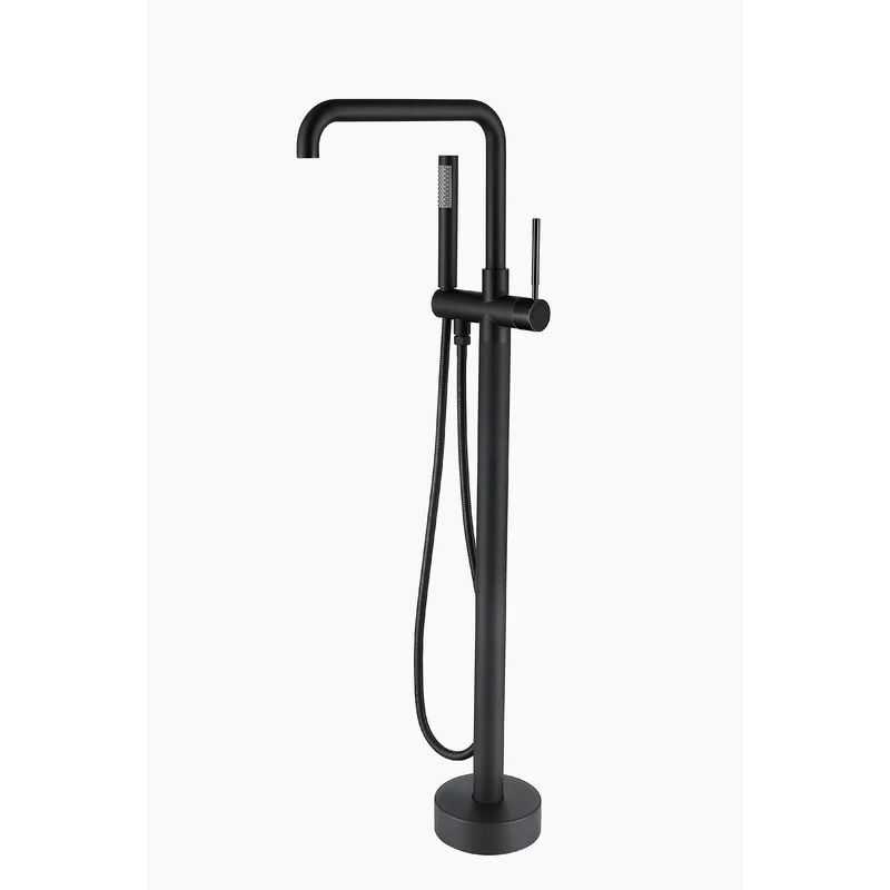 Freestanding Bathtub Single Handle Floor Mounted Tub Faucet with Handshower | Wayfair Professional