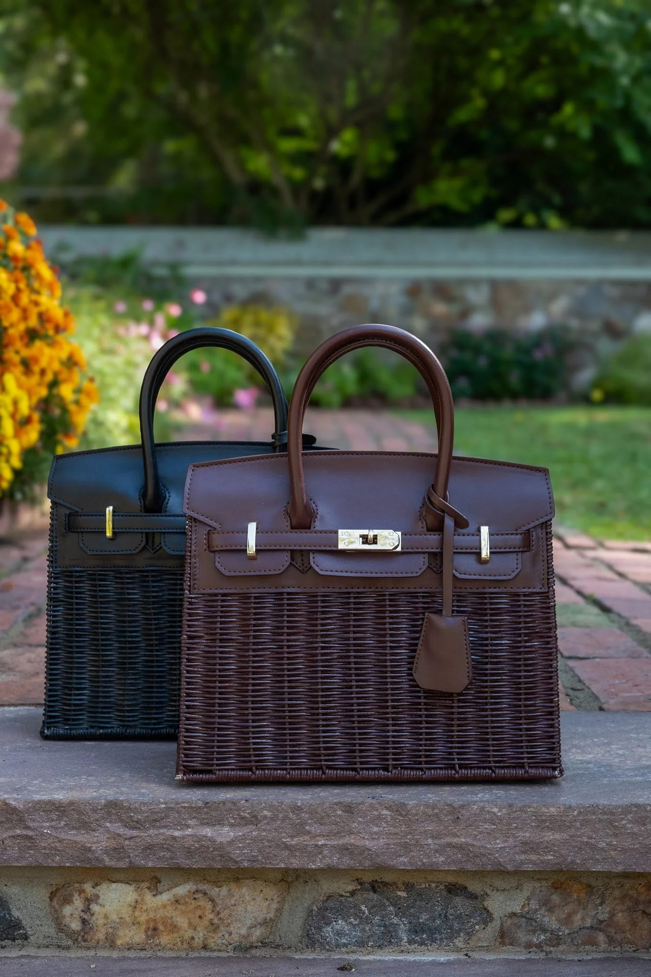 Margo - Fall Wicker Handbag - Black & Chocolate | Lisi Lerch Inc
