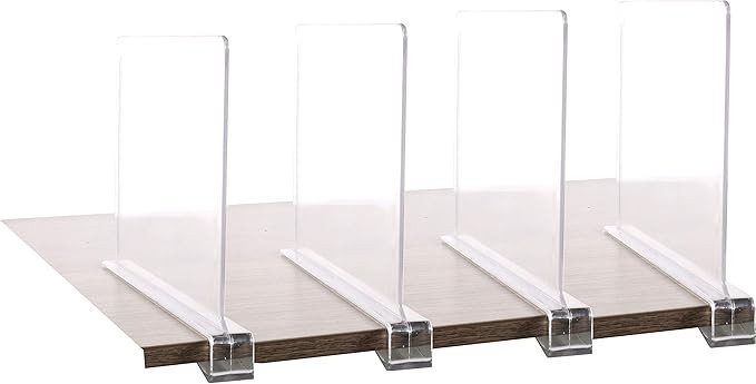4PCS Multifunction Acrylic Shelf Dividers,Closets Shelf and Closet Separator for Wood Closet,Only... | Amazon (US)