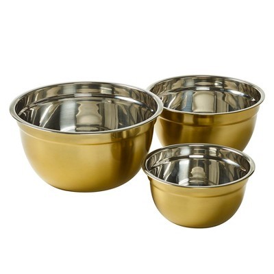 Hoan 3pk Stainless Steel Mixing Bowl Set Gold | Target