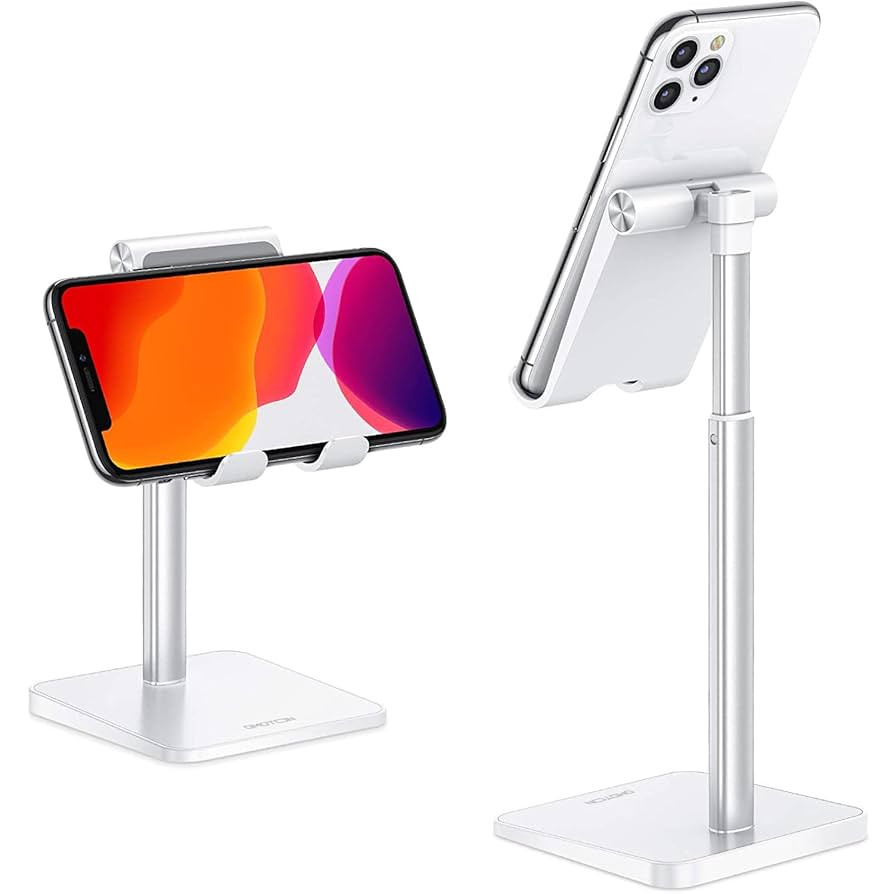 OMOTON Cell Phone Stand, Adjustable Angle Height Desk Phone Dock Holder for iPhone SE 16 Pro Max/... | Amazon (US)