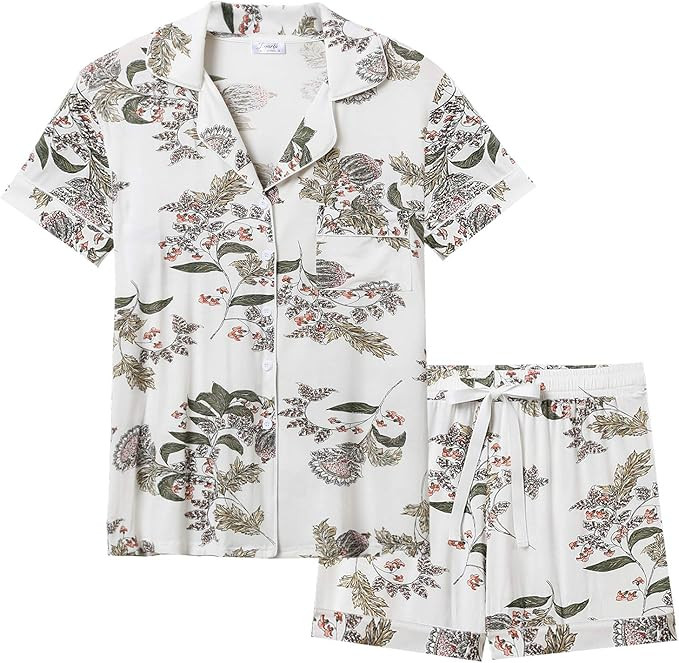 Joyaria Womens Viscose Pajama Button Down Short Sleeve Pj Set-Small-XXL | Amazon (US)