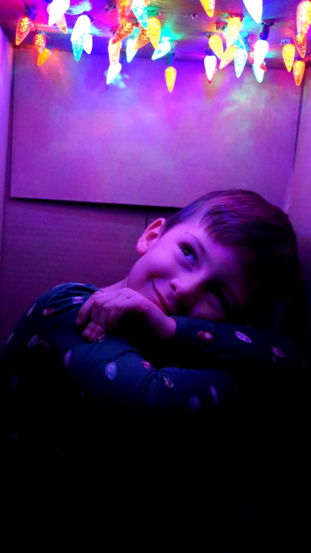 Christmas photos to take of your kids this Holiday season. The easiest diy home light up box set up - done in few minutes. You just need big box, I did the holes with screwdriver, lights and power - that’s it. Your little one can help you like mine did - so much fun and memories in making. Kyte Bay long sleeve pajamas in Merry &amp; Bright. 

#LTKGiftGuide #LTKmomlife #LTKHoliday