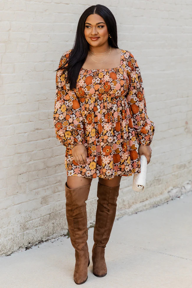 Daisy Dreamin' Brown Floral Dress - Krista X Pink Lily FINAL SALE | Pink Lily
