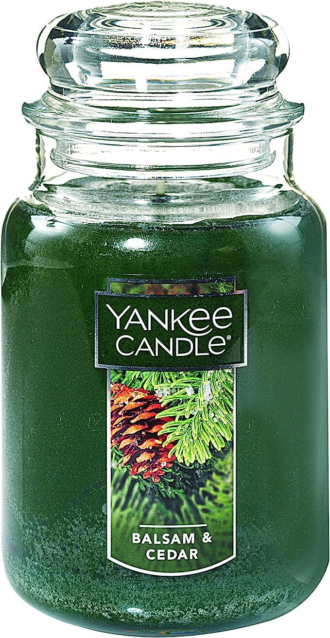 Yankee Candle Balsam & Cedar Large Jar Candle, Festive Scent, Green, 22 Ounce | Amazon (US)