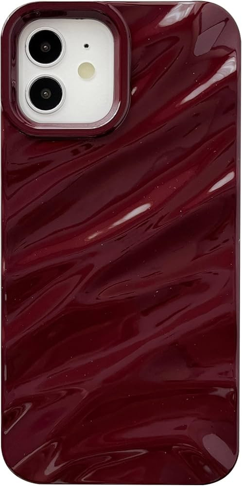 Caseative for iPhone 12 Case,Water Ripple Pattern Curly Wave Shape Soft Phone Case (Wine Red) | Amazon (US)