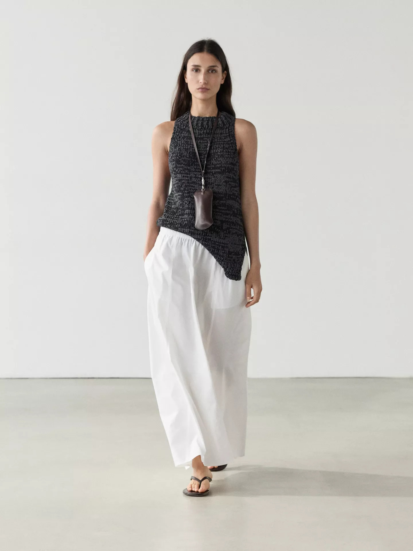 Long gathered poplin skirt | Massimo Dutti UK