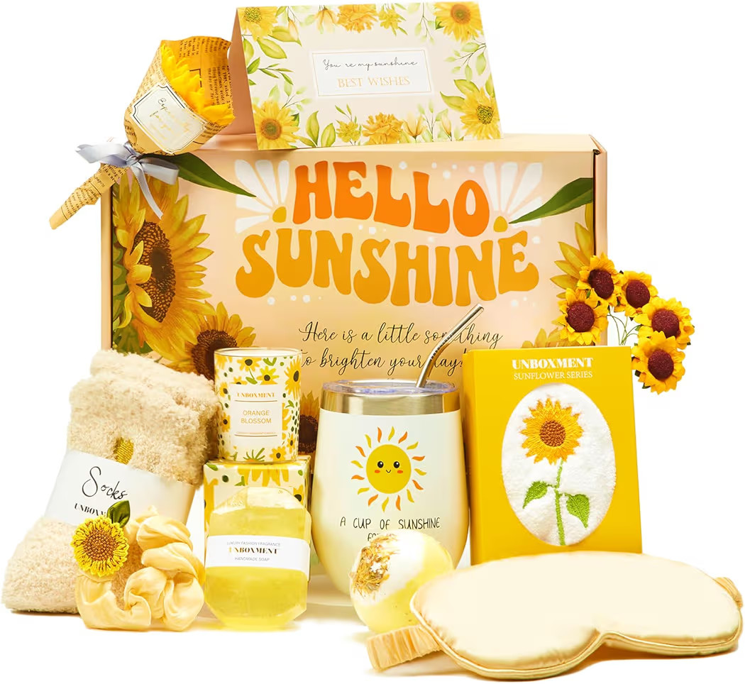 Sunflower Gifts for Women, Sending Sunshine Gift Basket, Get Well Soon for Sick Friend, Feel Bett... | Amazon (US)