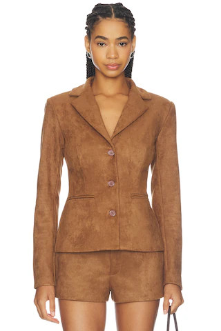 ALL THE WAYS Kylli Faux Suede Blazer in Brown. - size M | Revolve Clothing (Global)