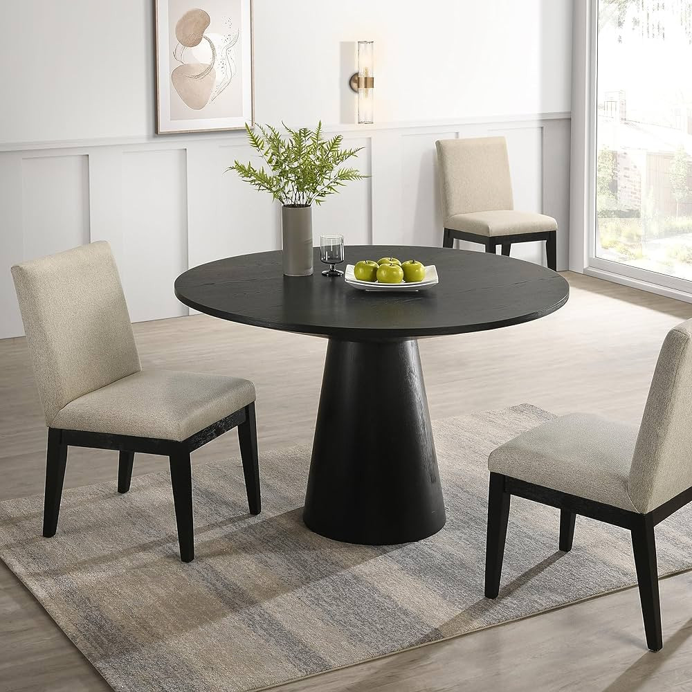 Roundhill Furniture Rocco Contemporary 48" Pedastal Dining Table, Ebony | Amazon (US)