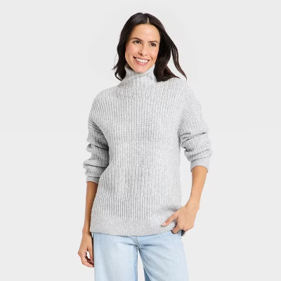 Women's Long Sleeve Textured Mock Turtleneck Pullover Sweater - Universal Thread™ | Target