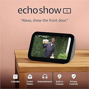Amazon Echo Show 5 (newest model), Smart display with 2x the bass and clearer sound, Charcoal | Amazon (US)