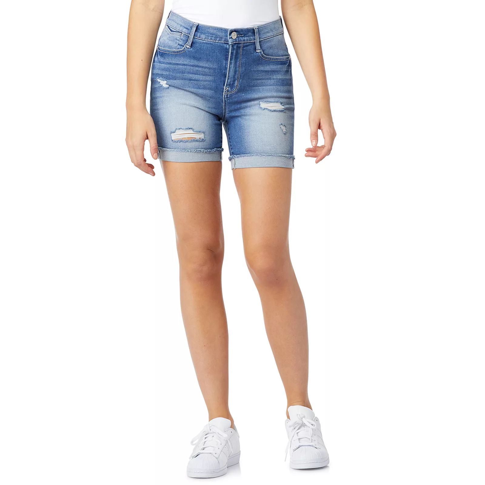 Juniors' WallFlower Irresistible High-Rise Midi Jean Shorts, Girl's, Size: 0, Lt Orange | Kohl's