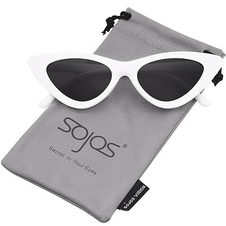 SOJOS Retro Vintage Narrow Cat Eye Sunglasses for women Clout Goggles Plactic Frame Cardi B | Amazon (US)