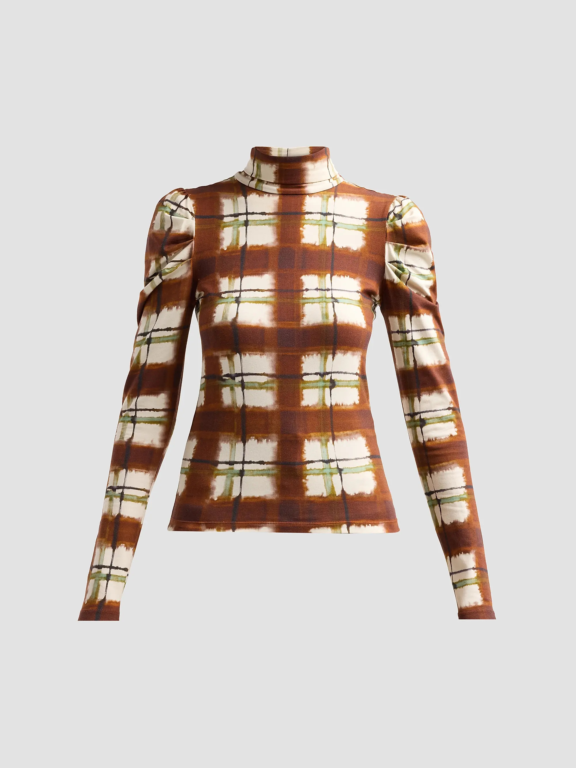 Cara Cara Chira Blurred Plaid Turtleneck Top | Saks Fifth Avenue | Saks Fifth Avenue