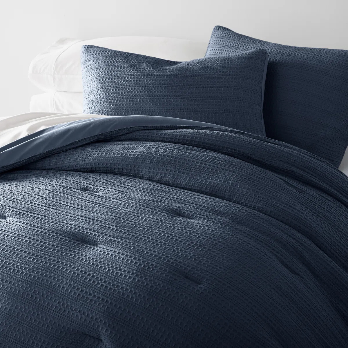 Waffle Textured 3-PC Comforter Set All Season Down-Alternative Ultra Soft Bedding | Wayfair North America