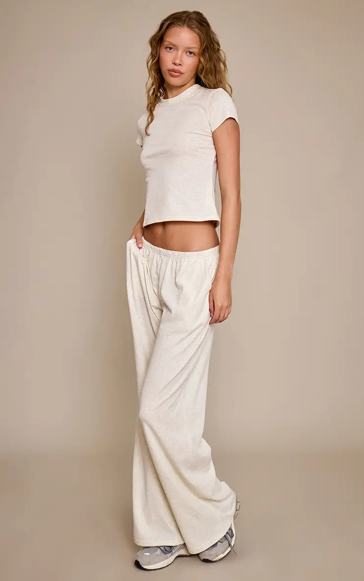 Trousers | Grey Soft Textured Relaxed Wide Leg Trousers | PrettyLittleThing | PrettyLittleThing UK