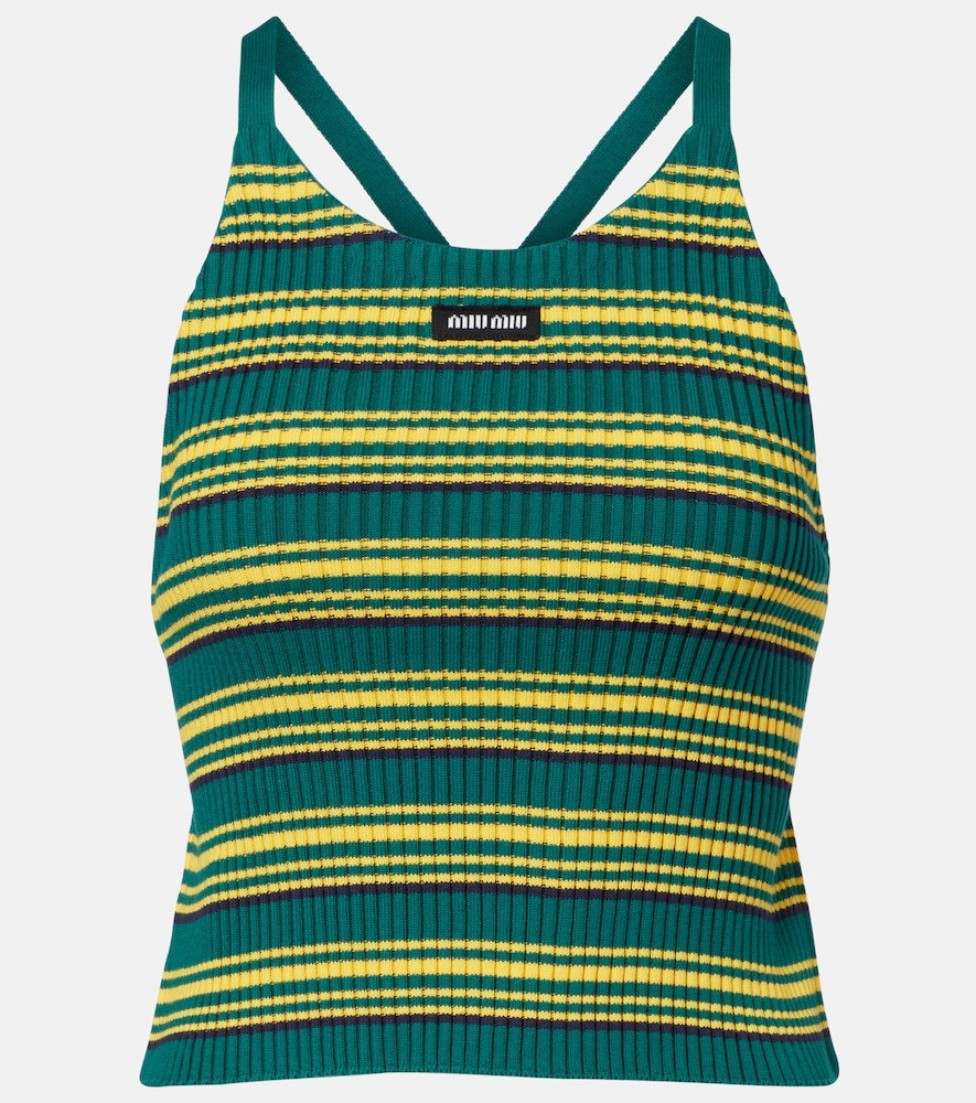 Miu Miu Ribbed-knit striped cotton-blend top | Mytheresa (US/CA)