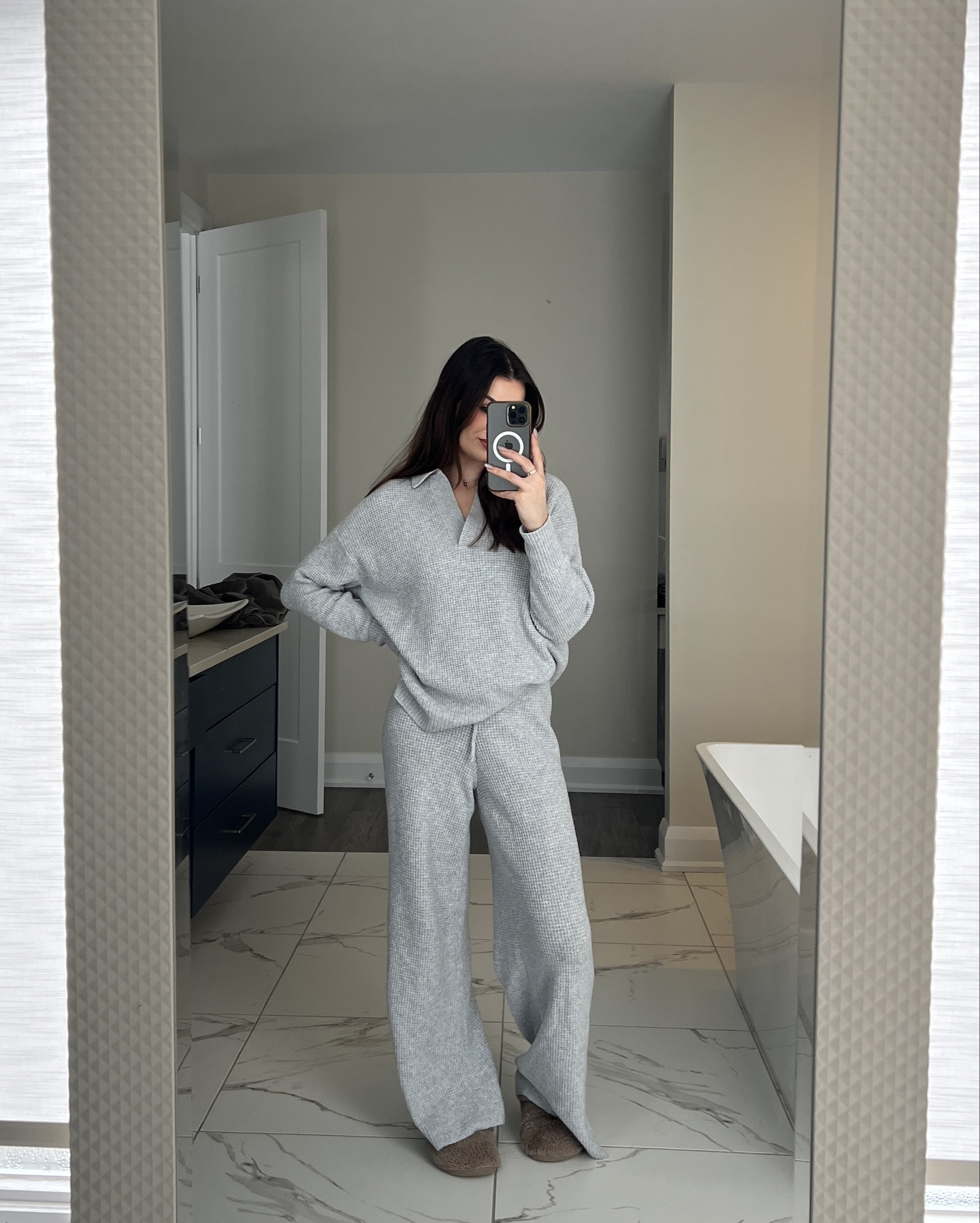 Cozy sweater set ON SALE RN! this years version is a jogger instead of wide leg but just as cute! Size down, it’s super oversized. 🩶

#LTKFindsUnder100 #LTKSaleAlert #LTKStyleTip