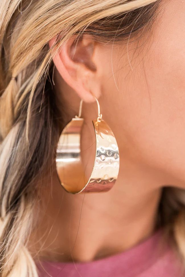 Magical Memory Gold Chunky Huggie Earrings | Pink Lily