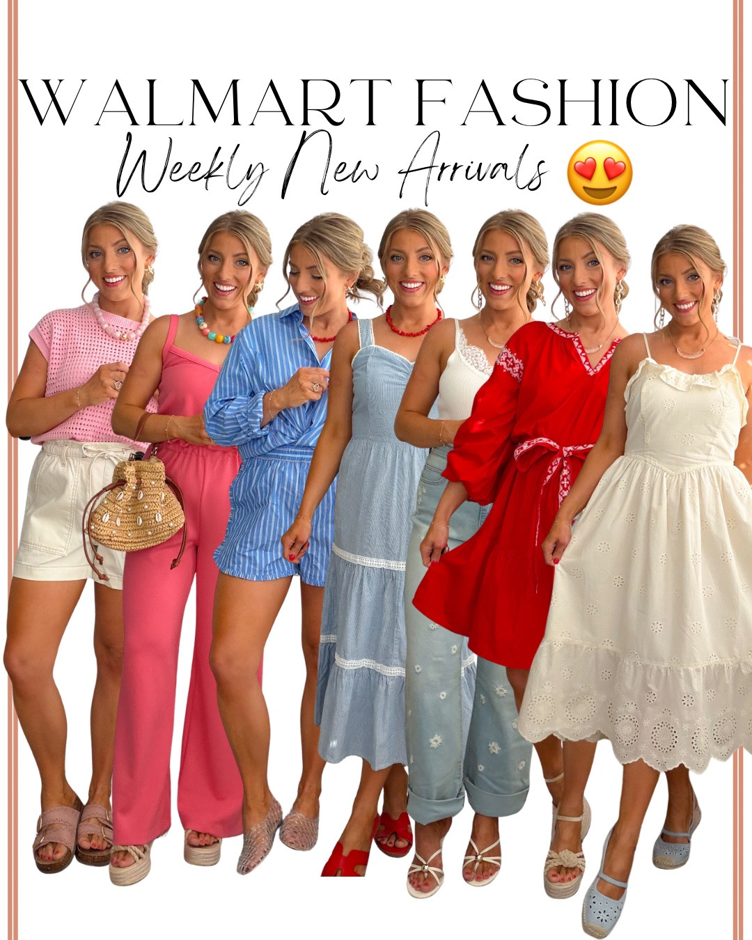 Walmart fashion new arrivals this week are NEXT LEVEL 😍👏🏼 So many good summer dresses, lightweight matching sets, easy everyday outfits, and colorful pieces that look way more expensive than they are! I seriously cannot believe these finds are all from Walmart right now. 💙✨

From the prettiest eyelet dresses and breezy striped sets to comfy wide leg pants, elevated basics, and pops of red for summer… this week’s collection is full of affordable pieces you can wear on repeat all season long. Whether you’re looking for vacation outfits, casual everyday looks, summer brunch outfits, or easy mom style, Walmart has been absolutely delivering lately 🙌🏼

Everything is comfortable, easy to style, and so good for summer. Linking all my favorites because so many of these new arrivals are going to sell FAST! 🛍️

#WalmartFashion #WalmartFinds #WalmartNewArrivals #AffordableFashion #SummerStyle #SummerOutfits #VacationStyle #EverydayStyle #CasualChic #AffordableStyle #EyeletDress #MatchingSets #WalmartStyle #WomenFashion #SummerFashion #OOTD #FashionFinds #StyleInspo #MomStyle #ColorfulStyle

#LTKootd #LTKPetite #LTKTravel