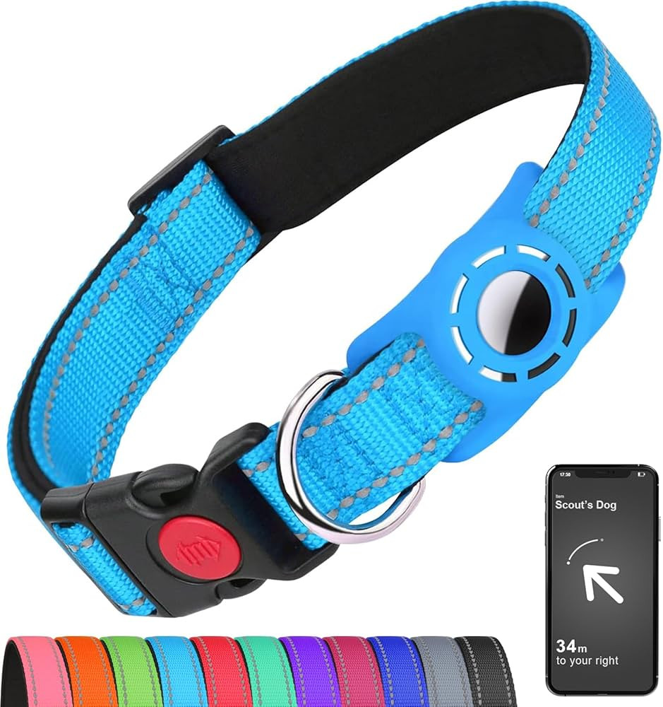 Airtag Dog Collar for Large Dogs, Reflective Dog Collars with AirTag Holder, Soft Padded & Safety... | Amazon (US)