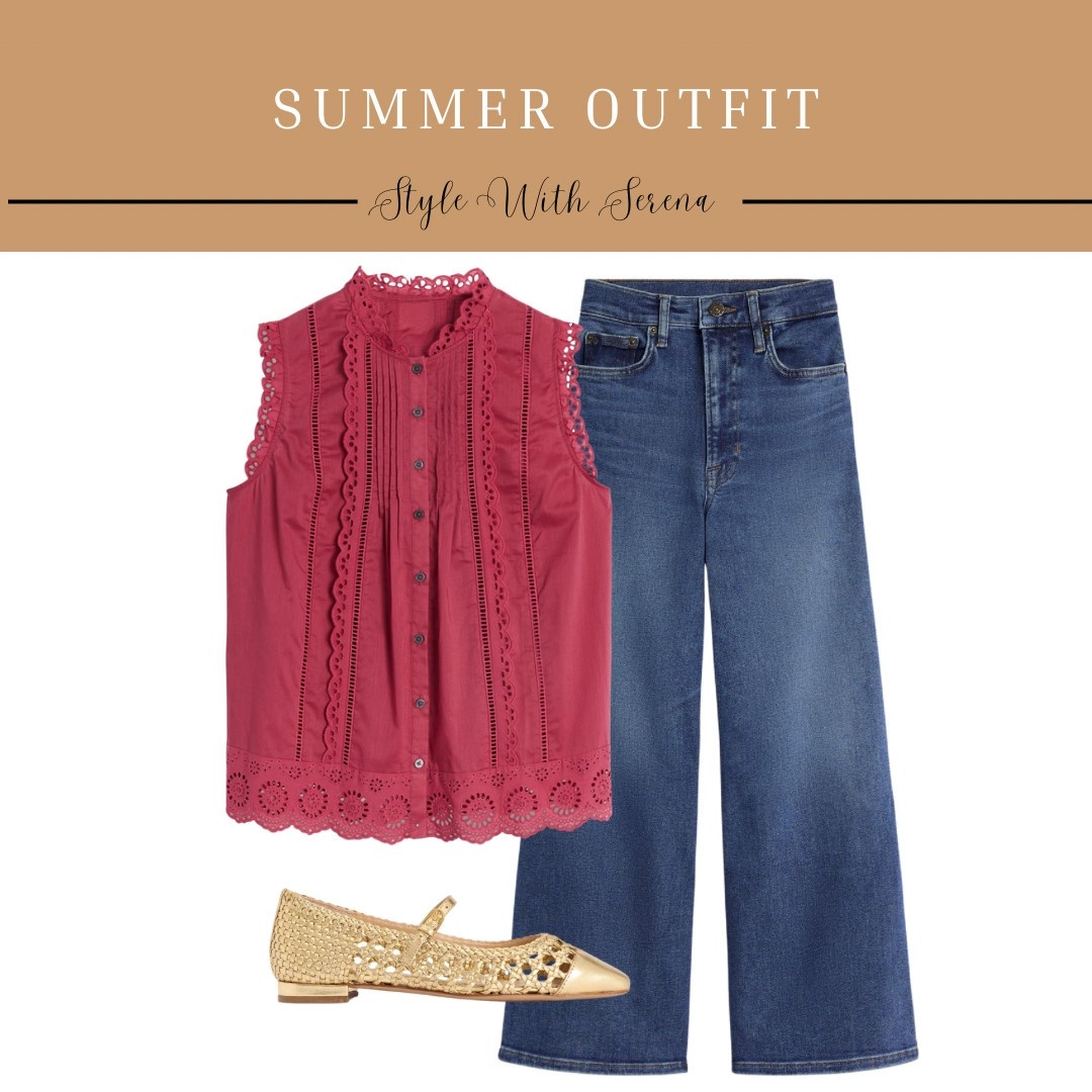 Summer outfit, summer fashion, jeans, denim, summer blouse, flats 

#LTKFindsUnder100 #LTKStyleTip #LTKOver40