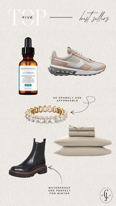 Cella Jane blog weekly top five best sellers. Nike sneakers, sheet set, eternity ring, face serum, chelsea boots. Holiday gifting  

#LTKhome #LTKbeauty #LTKstyletip