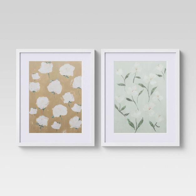 (Set of 2) 16" x 20" Loose Floral Framed Wall Art - Threshold™ | Target