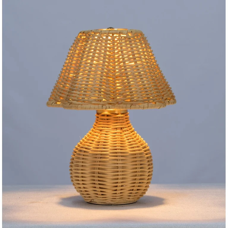 Better Homes & Gardens 9" Rattan Rechargeable Portable Lamp | Walmart (US)