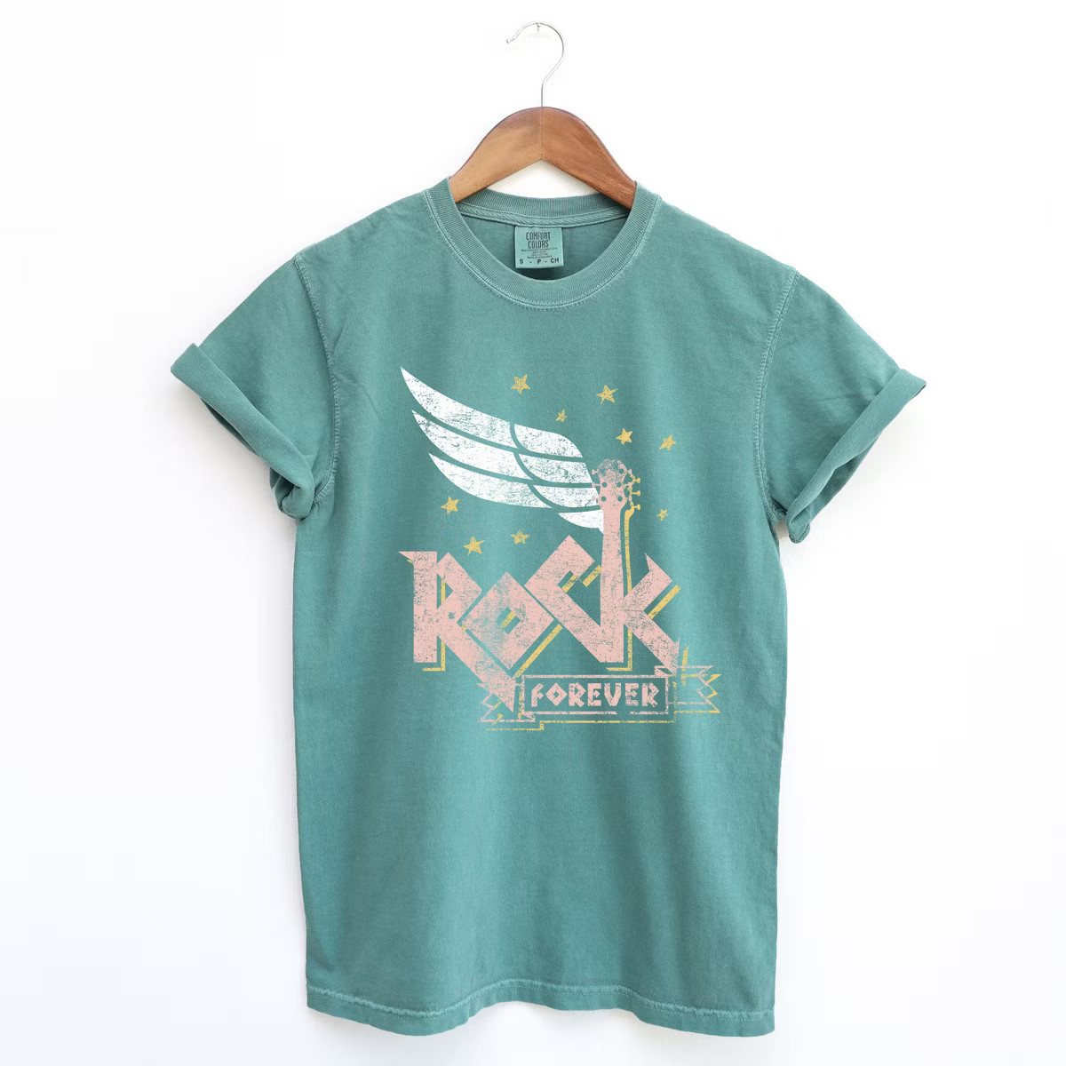 Simply Sage Market Women's Rock Forever Short Sleeve Garment Dyed Tee | Target