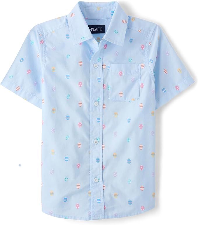 The Children's Place Baby Boy's and Toddler Poplin Short Sleeve Button Down Shirt | Amazon (US)